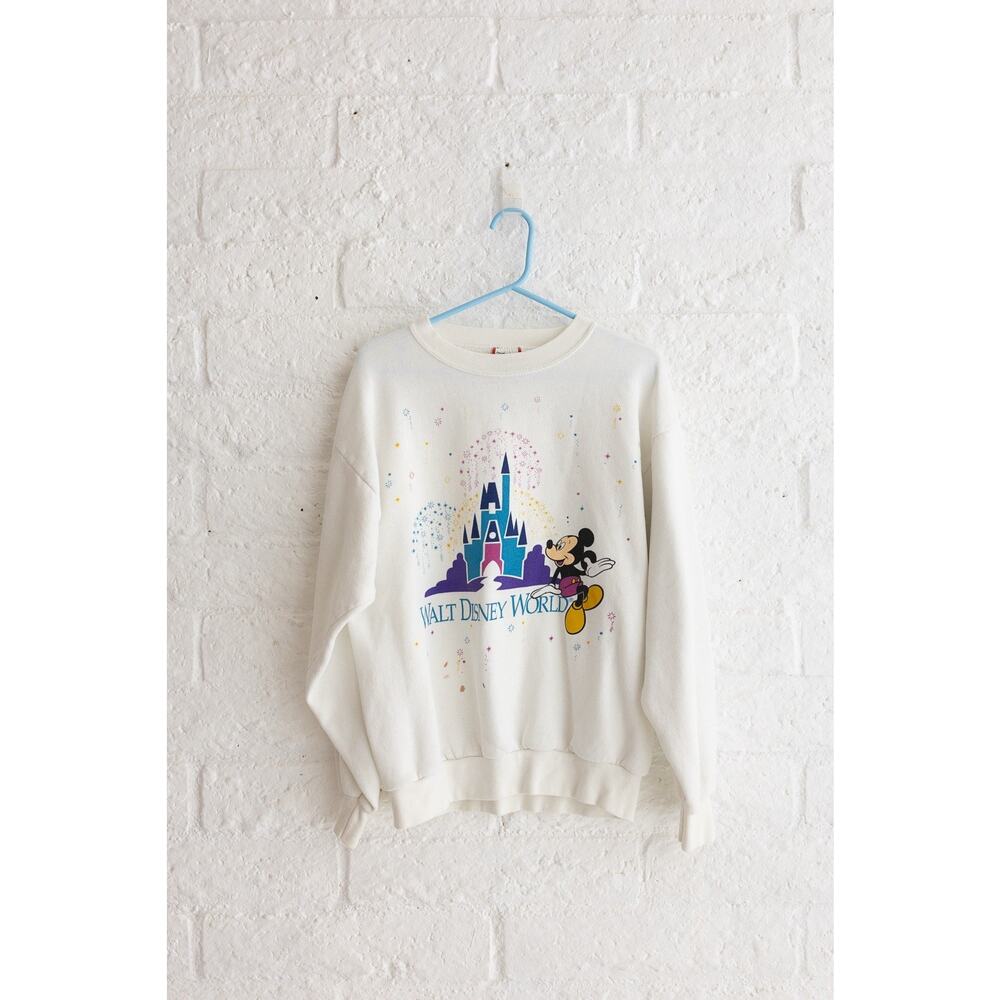 Vintage Walt Disney World White Mickey Crewneck Women’s L Sweatshirt